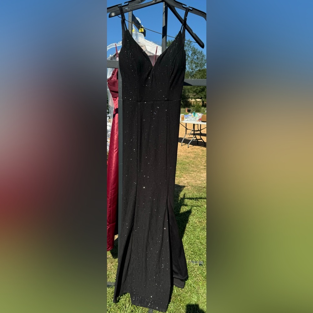 Sparkly formal dress.